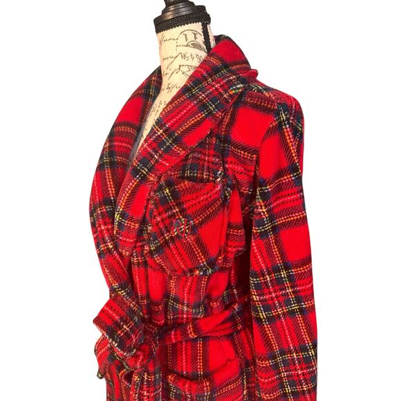 Lauren Ralph Lauren Red Tartan Plaid Fleece Robe Size S ChristmasRobe Cabincore - Picture 1 of 9